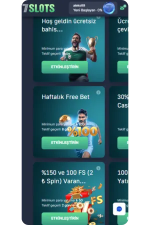7Slots bonus sayfası