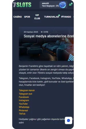 7Slots sosyal medya